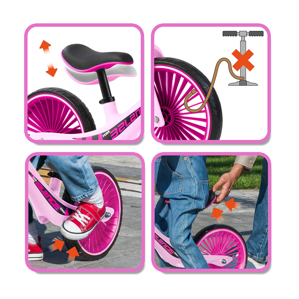 Bicicleta Balance Bike Rosa Feber 4