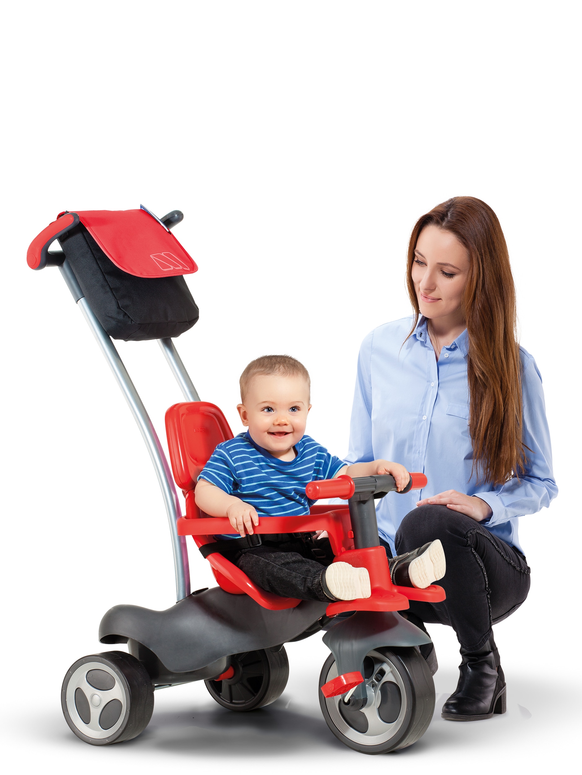 Triciclo Urban Trike Dirección Suave + Bolsa + Ruedas De Goma Rojo + Bonus Termo Bebidas 6
