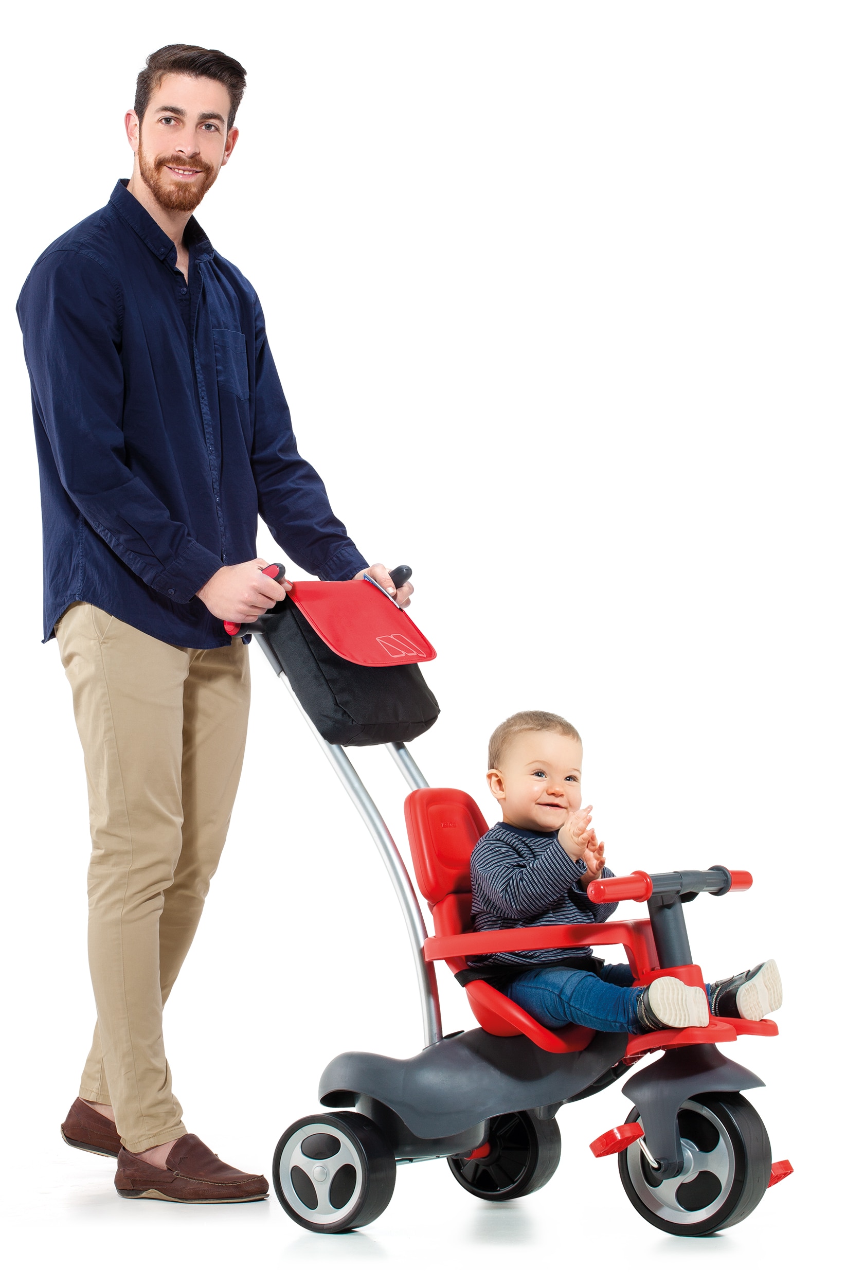 Triciclo Urban Trike Dirección Suave + Bolsa + Ruedas De Goma Rojo + Bonus Termo Bebidas 7