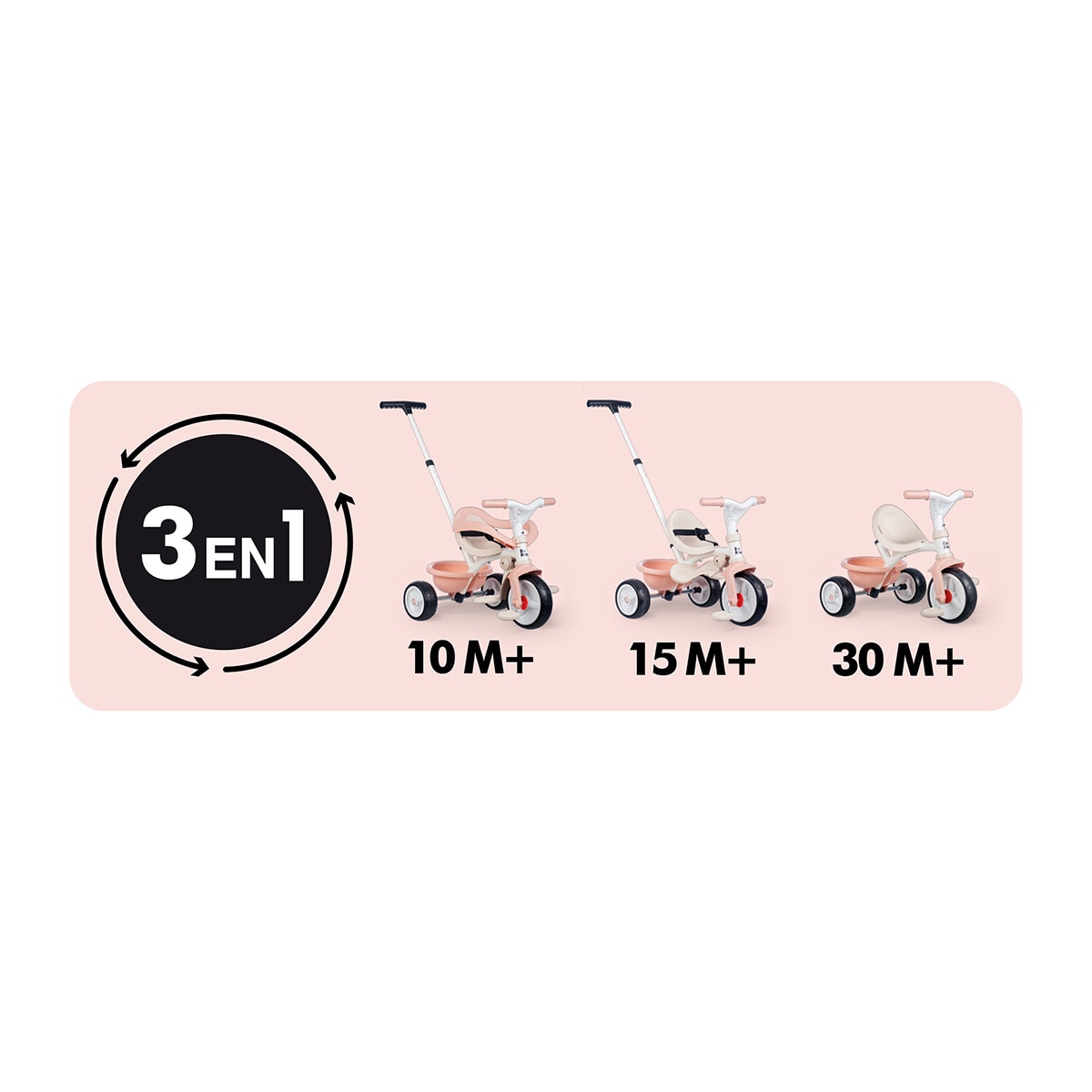 Triciclo Be Move Confort rosa progresivo desde los 10 meses hasta más de 3 años Smoby 3