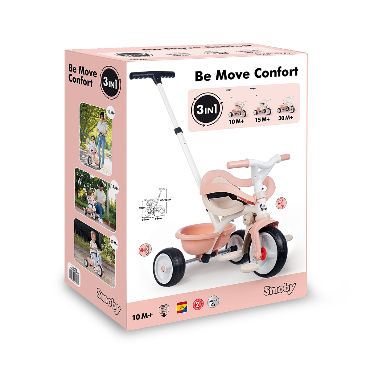 Triciclo Be Move Confort rosa progresivo desde los 10 meses hasta más de 3 años Smoby 8