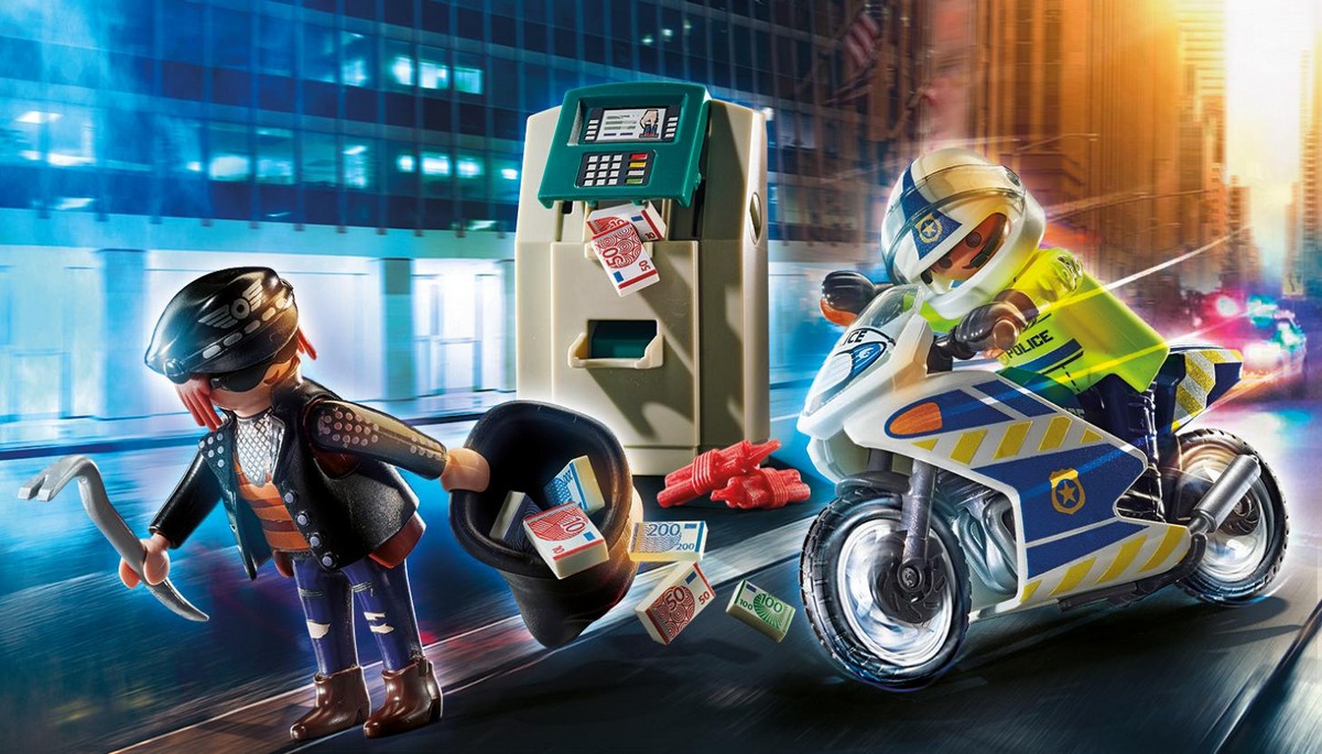 Moto de Policía: persecución del ladrón de dinero Playmobil City Action 2