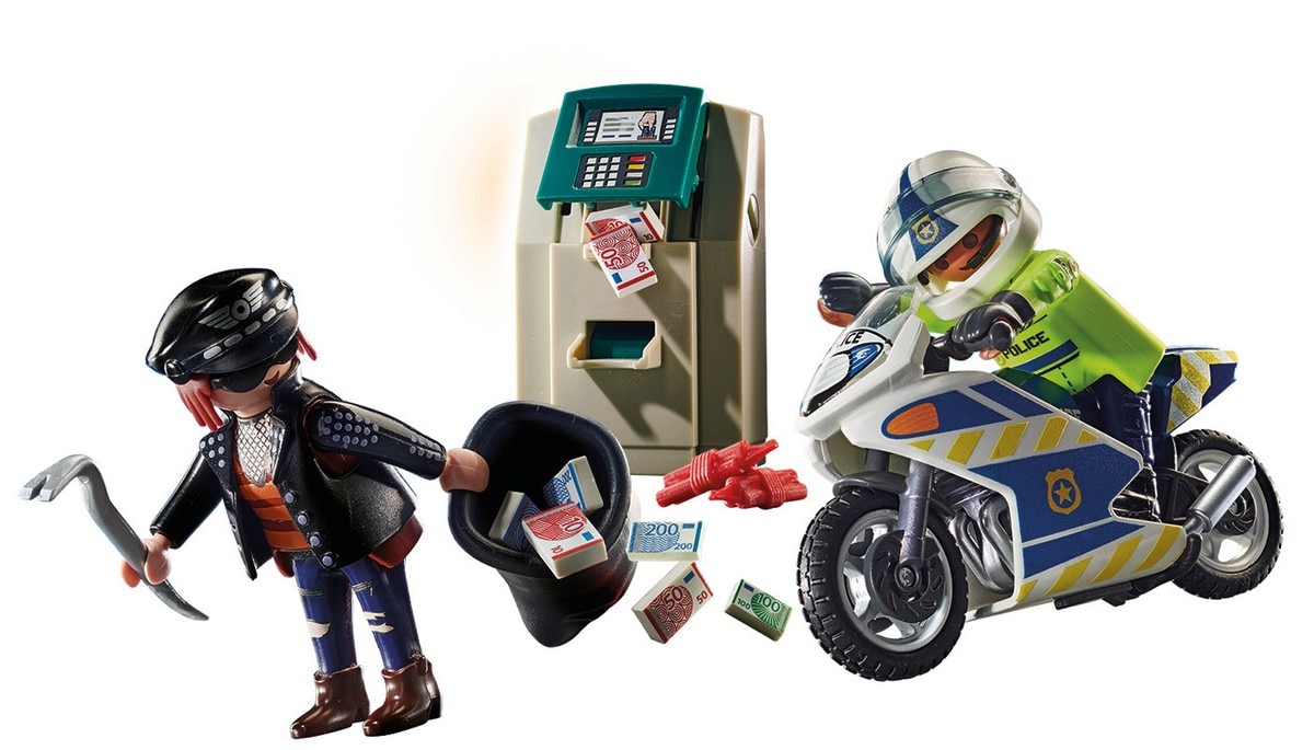 Moto de Policía: persecución del ladrón de dinero Playmobil City Action 3