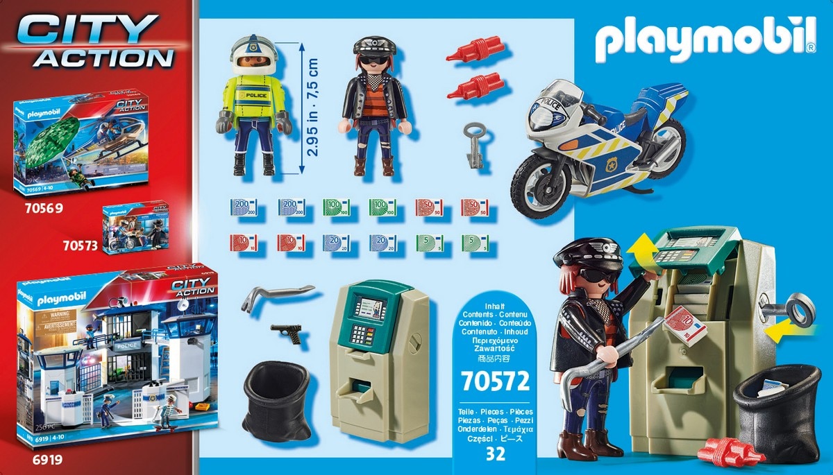 Moto de Policía: persecución del ladrón de dinero Playmobil City Action 4