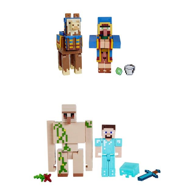 Pack 2 figuras articuladas de juguete con cubos de papel para construir Minecraft Vanilla modelos surtidos