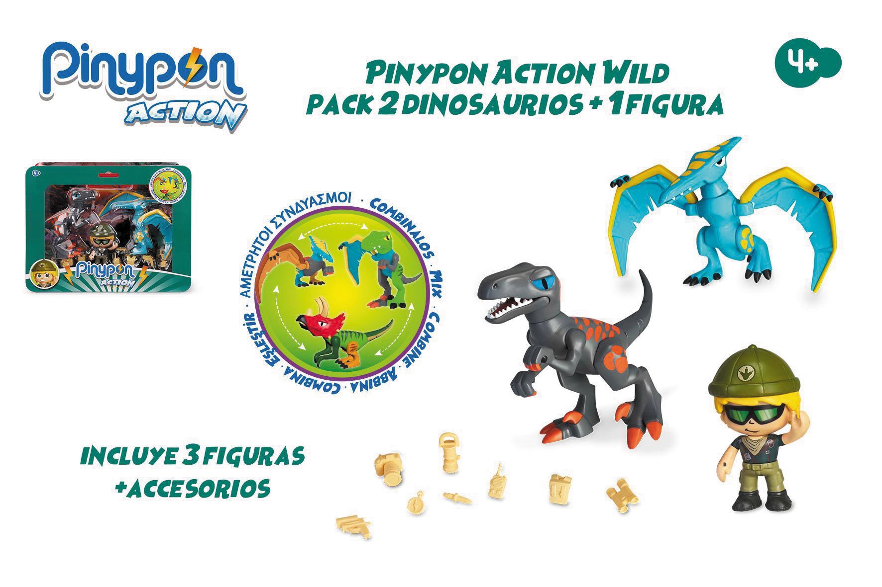 Pinypon Action. Wild. Pack 2 Dinosaurios & 1 figura 4