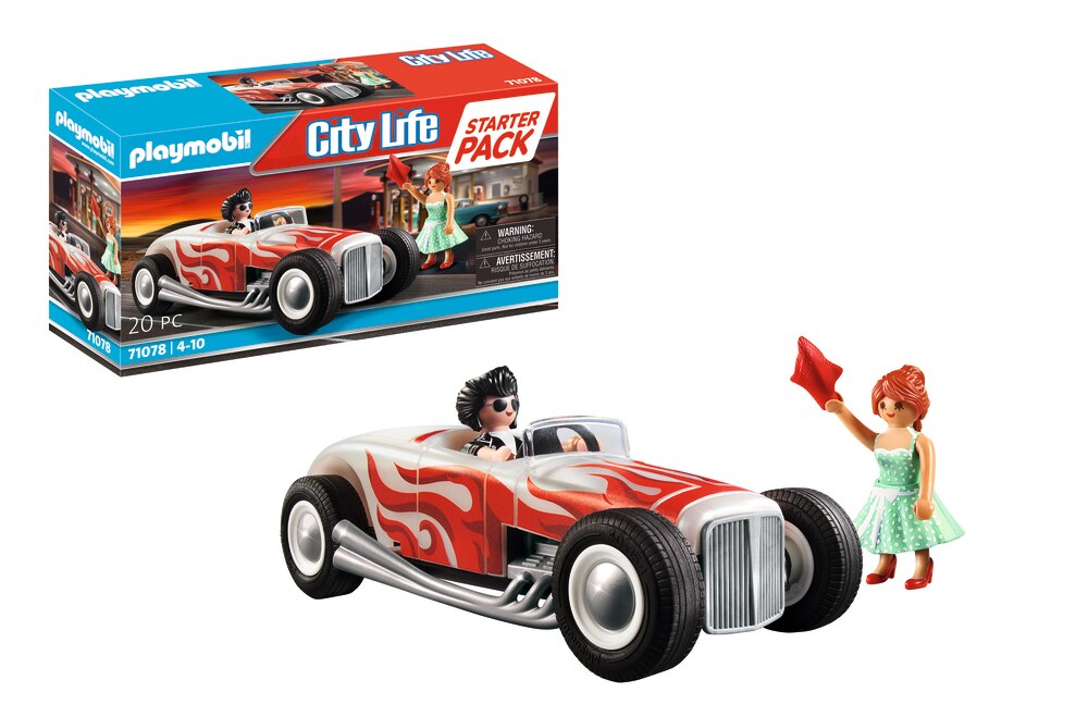 Starter Pack Hot Rod coche y figuras años 50 Playmobil City Life 4