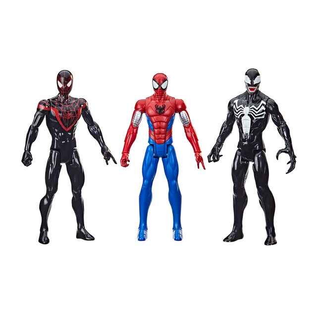Pack Figuras de 30 cm Titán Miles Morales, Spider-Man Blindado Y Venom Marvel Hasbro