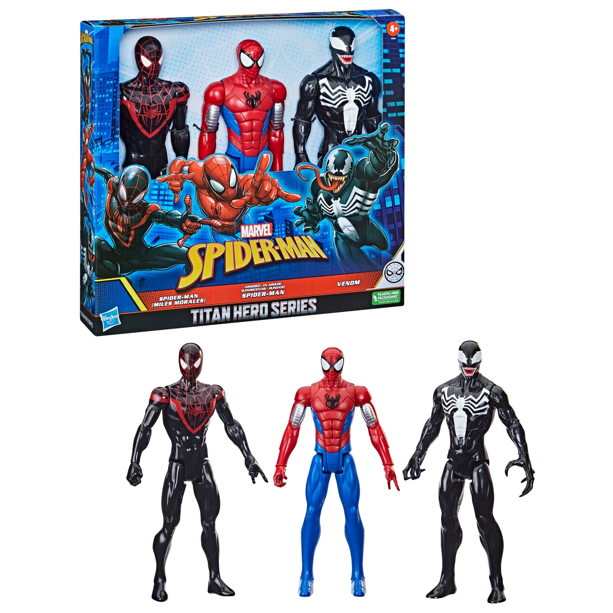Pack Figuras de 30 cm Titán Miles Morales, Spider-Man Blindado Y Venom Marvel Hasbro 2