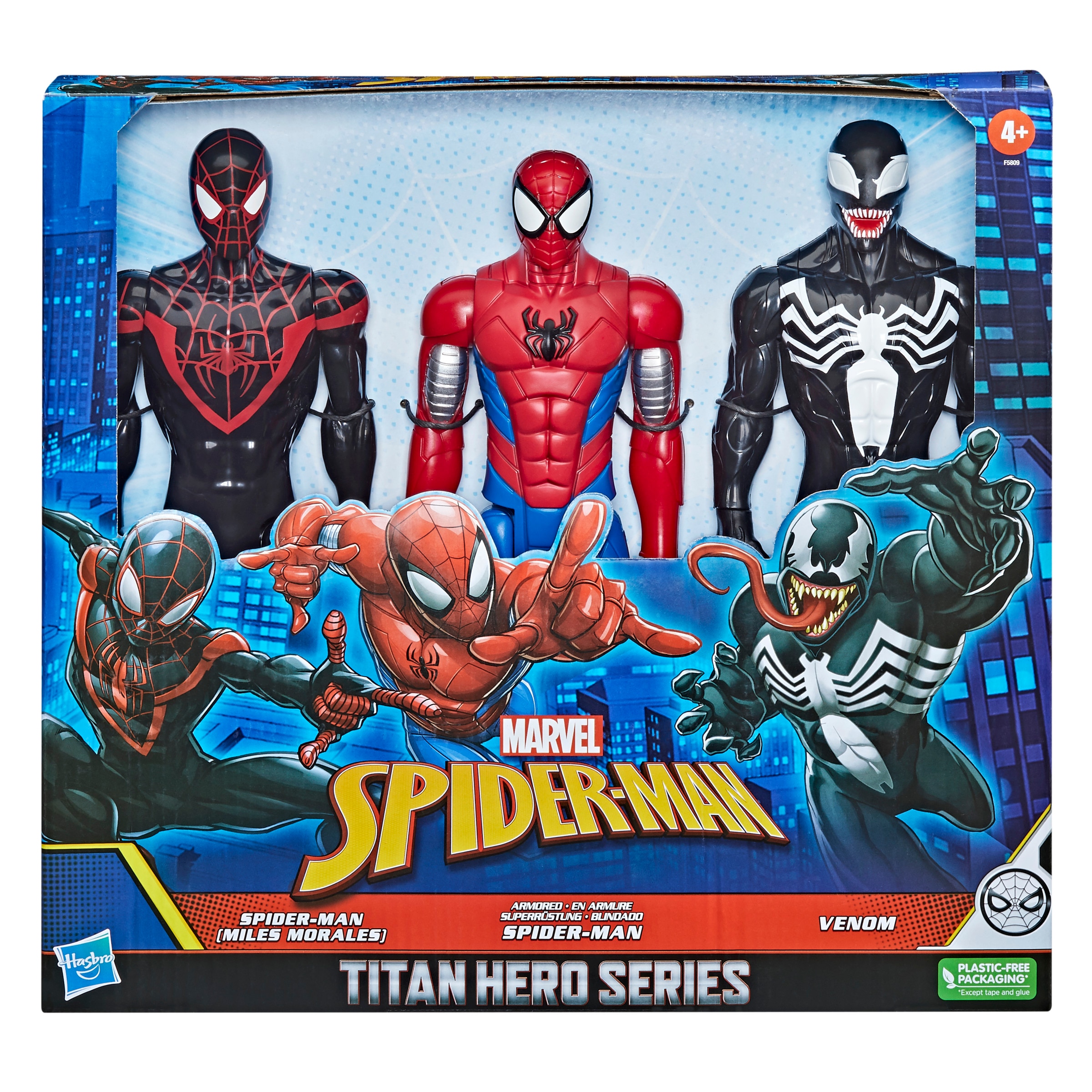 Pack Figuras de 30 cm Titán Miles Morales, Spider-Man Blindado Y Venom Marvel Hasbro 3