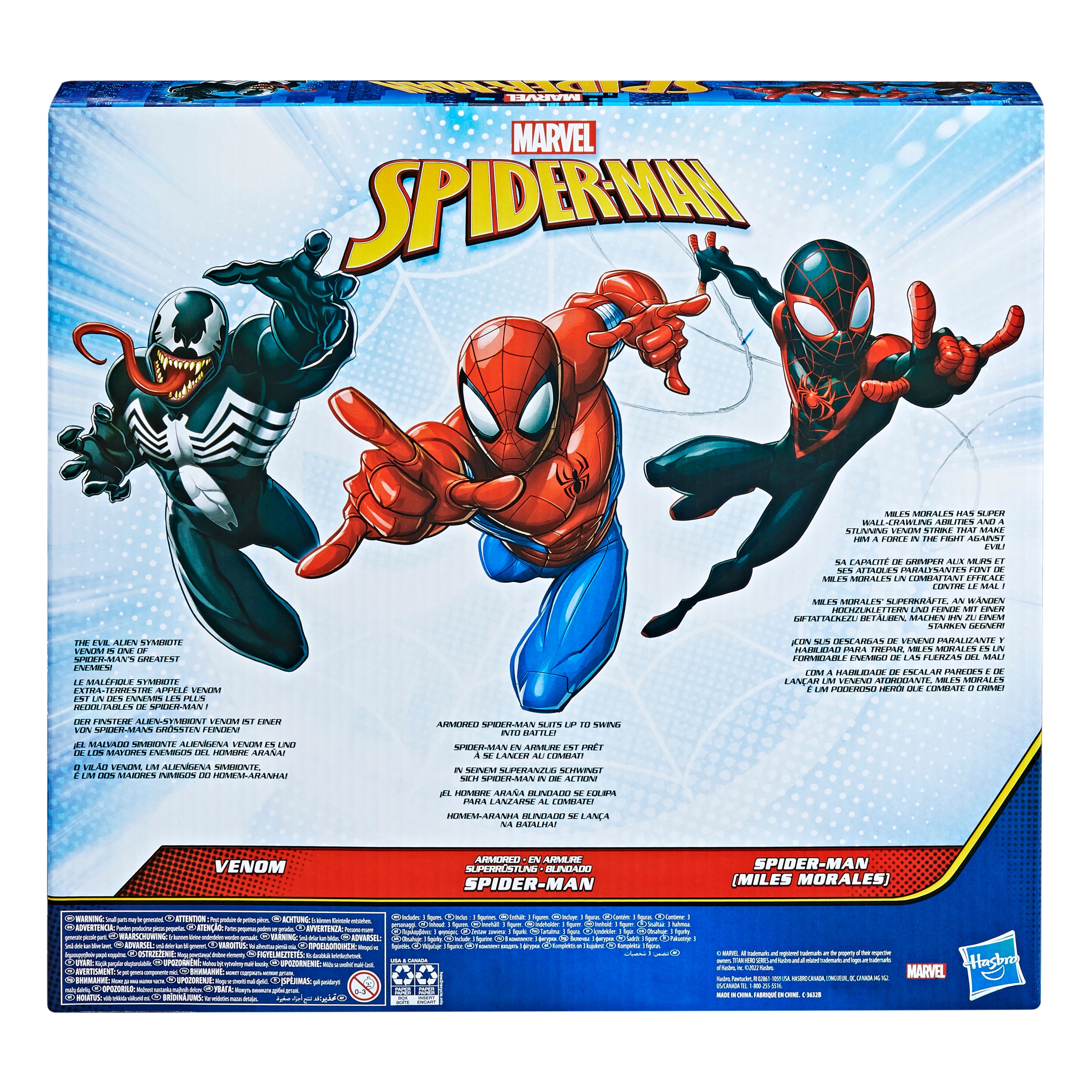 Pack Figuras de 30 cm Titán Miles Morales, Spider-Man Blindado Y Venom Marvel Hasbro 4