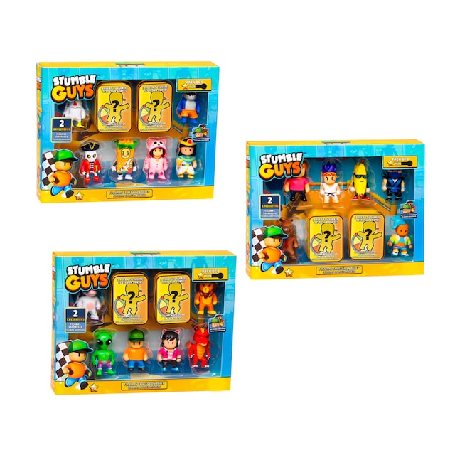 Pack 8 figuras 6 cm con dos personajes sorpresa Stumble Guys Bizak modelos surtidos