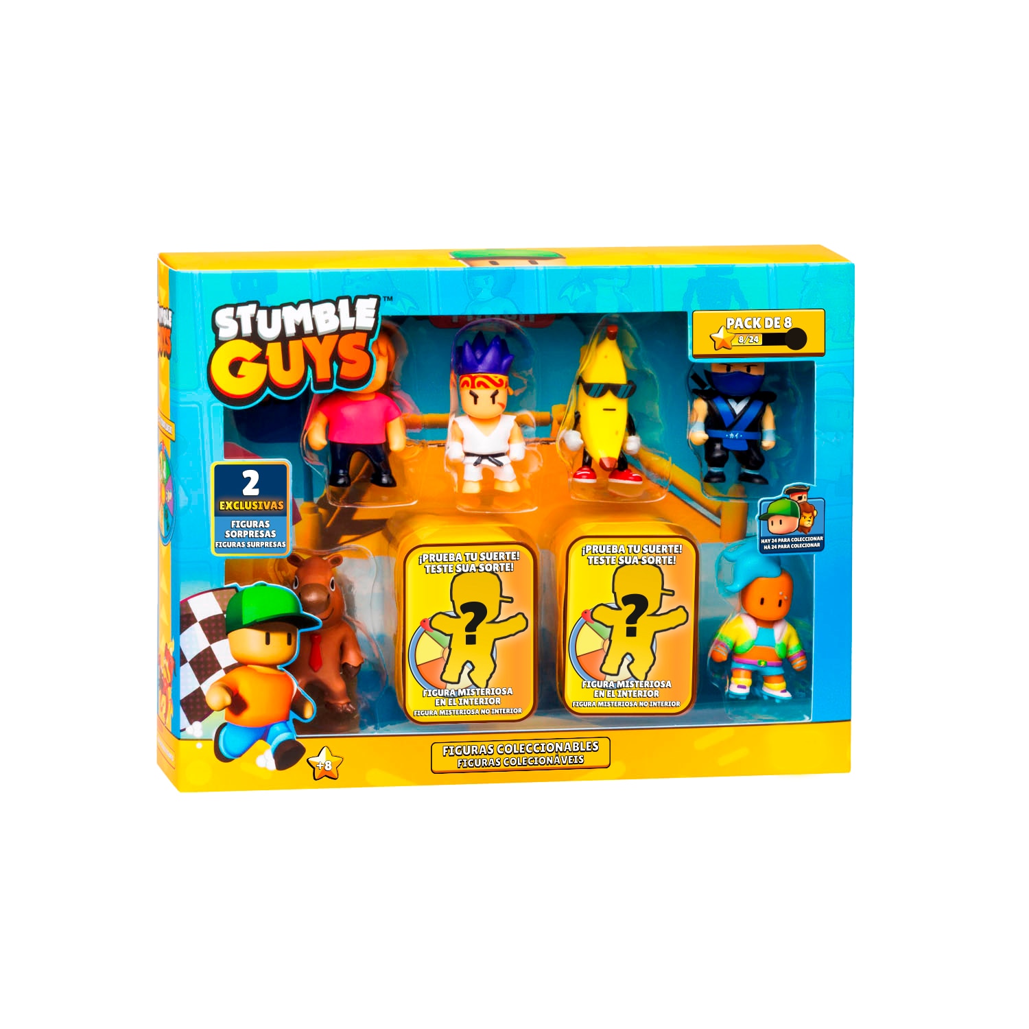 Pack 8 figuras 6 cm con dos personajes sorpresa Stumble Guys Bizak modelos surtidos 3