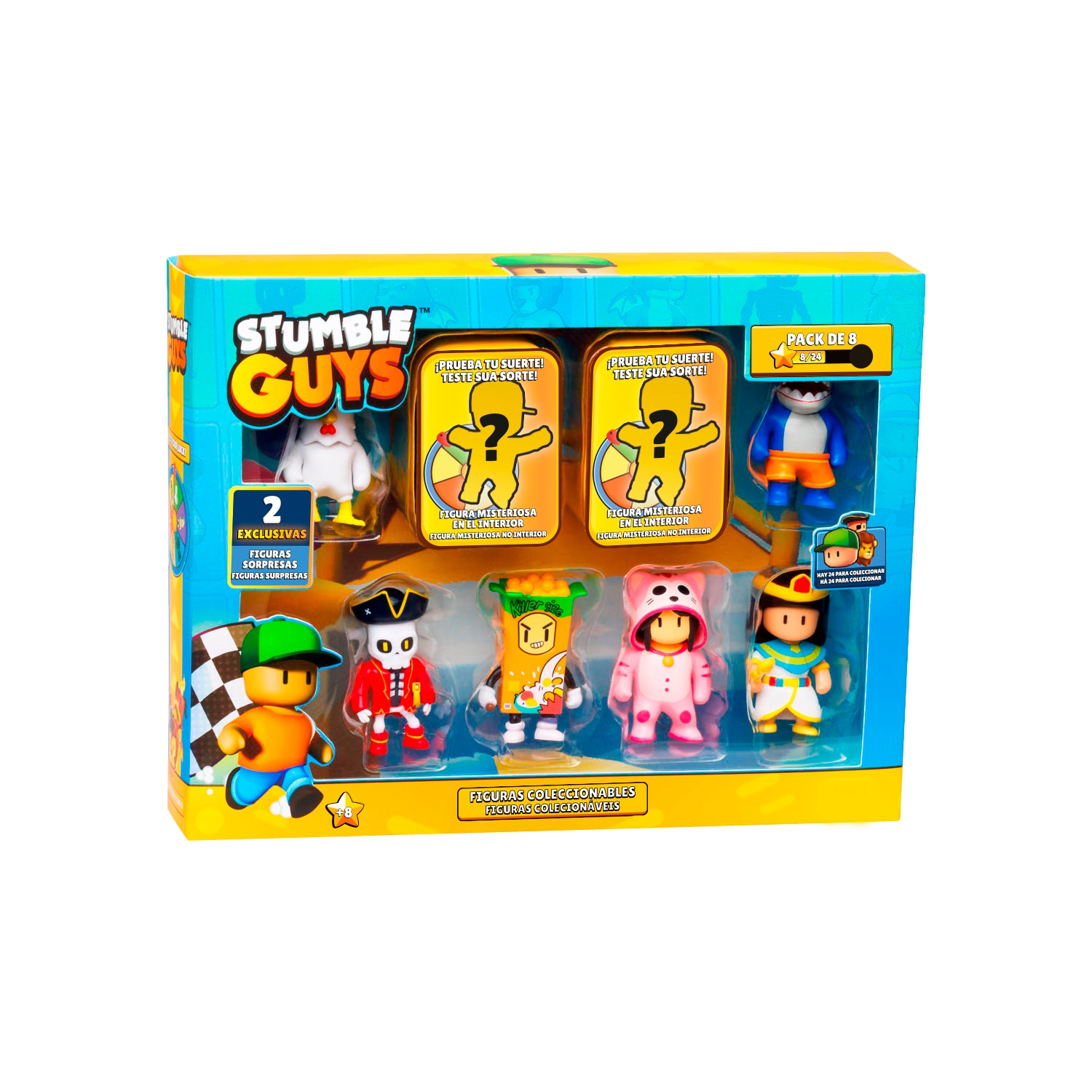 Pack 8 figuras 6 cm con dos personajes sorpresa Stumble Guys Bizak modelos surtidos 4