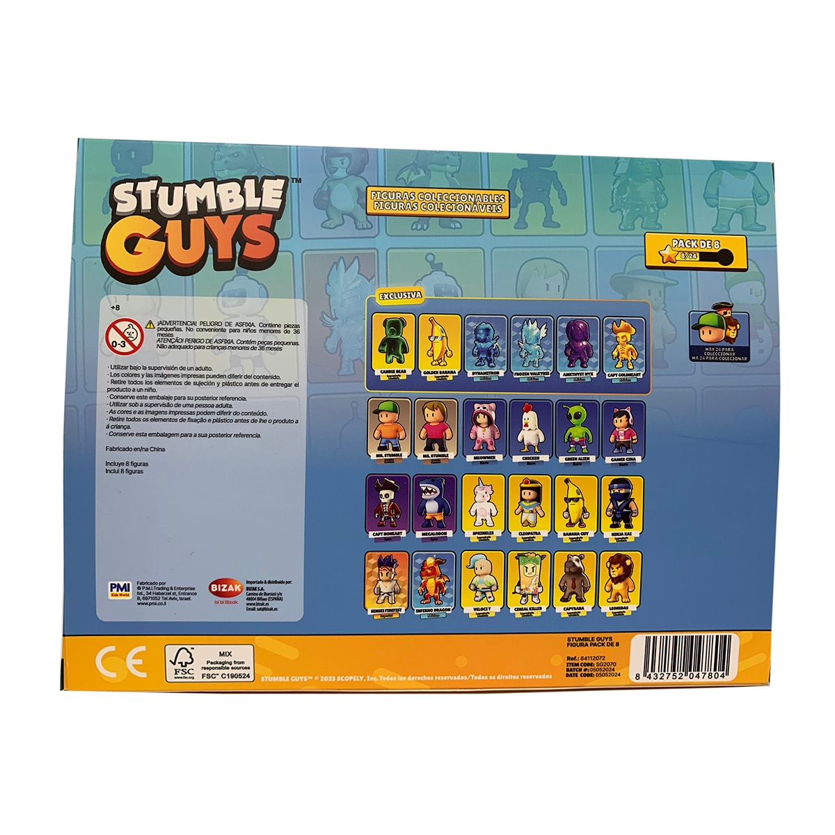 Pack 8 figuras 6 cm con dos personajes sorpresa Stumble Guys Bizak modelos surtidos 8