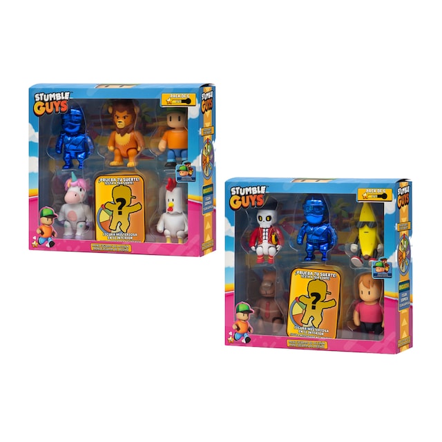 Pack 6 figuras 8 cm con dos personajes sorpresa Stumble Guys Bizak modelos surtidos
