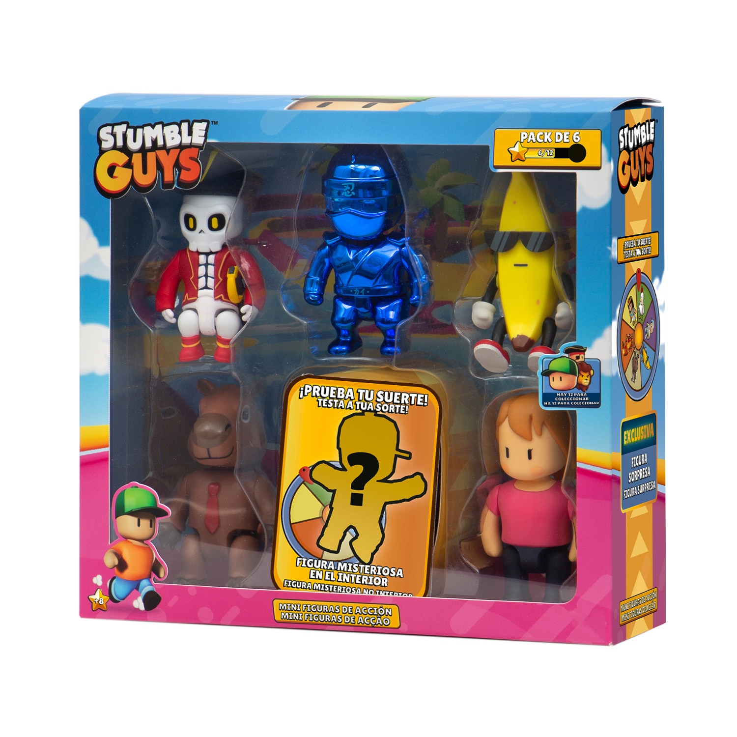 Pack 6 figuras 8 cm con dos personajes sorpresa Stumble Guys Bizak modelos surtidos 2