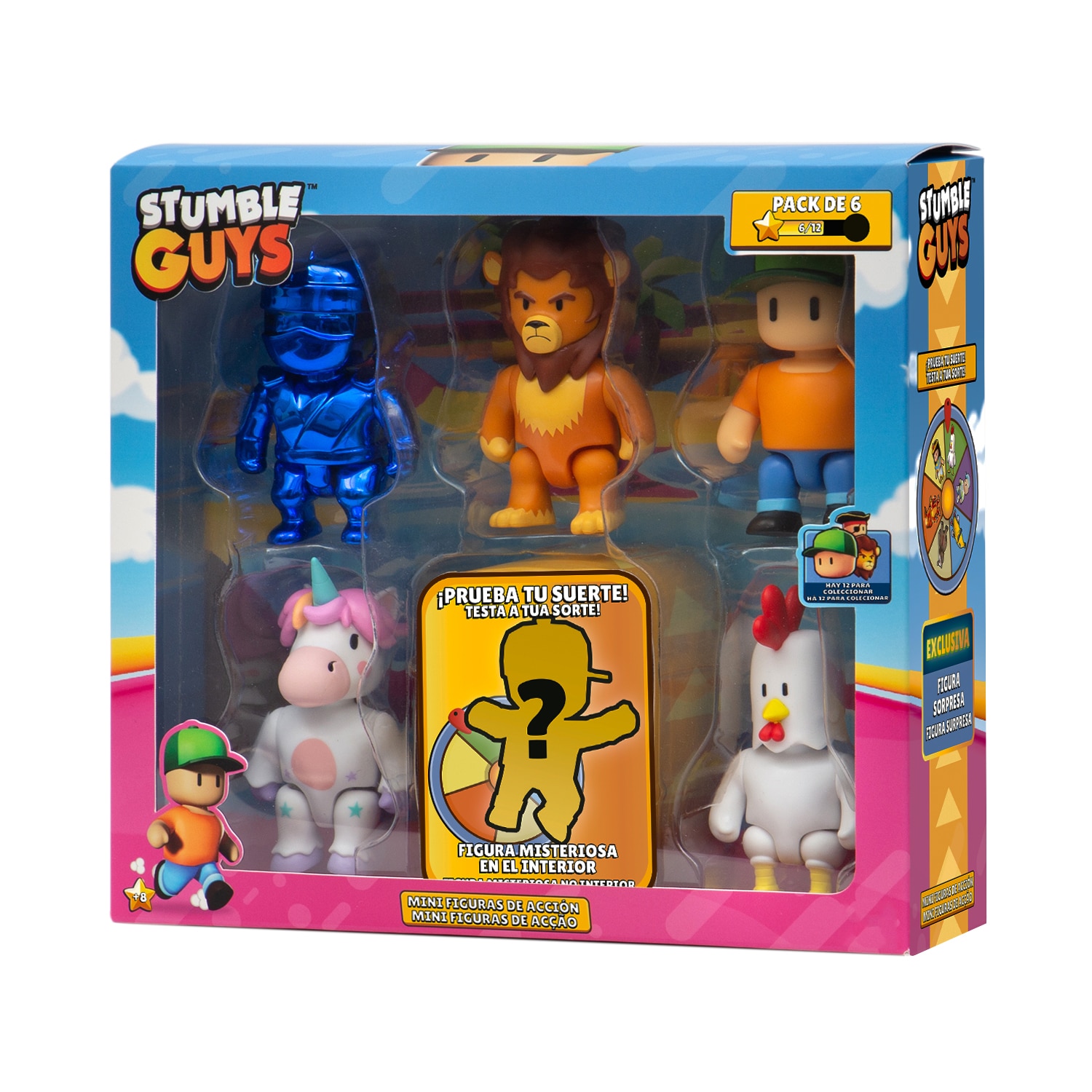 Pack 6 figuras 8 cm con dos personajes sorpresa Stumble Guys Bizak modelos surtidos 3