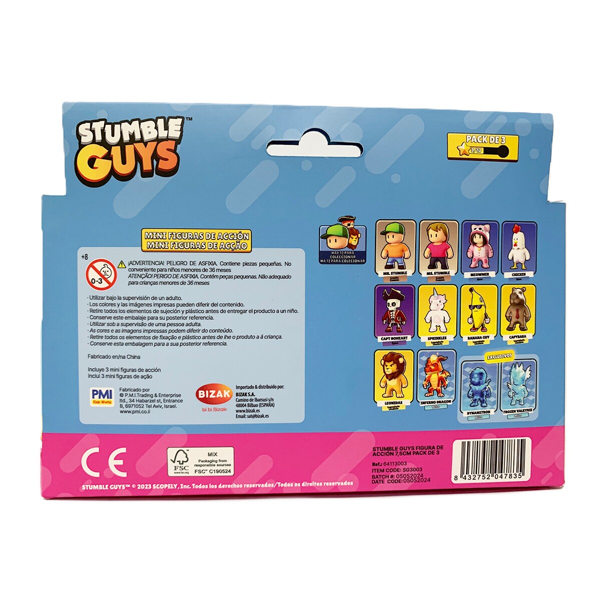 Pacote de 3 figuras de 7,5 cm Stumble Guys Bizak modelos variado 16
