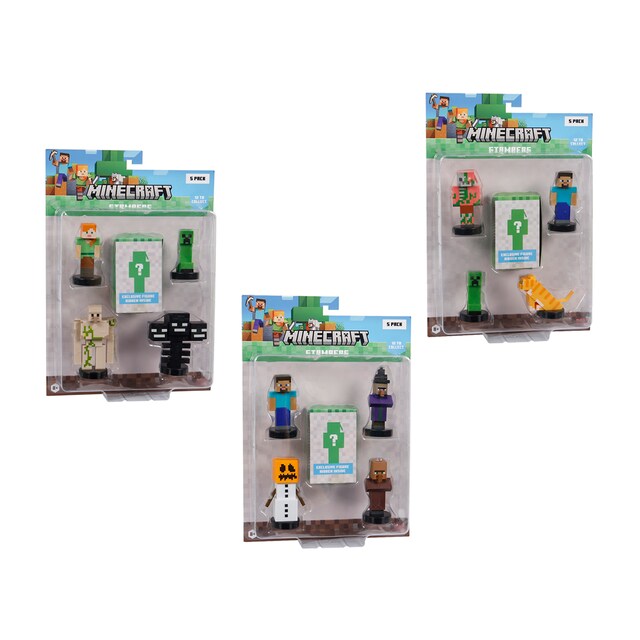 Pack 5 figuras 5 cm Minecraft Bizak modelos surtidos