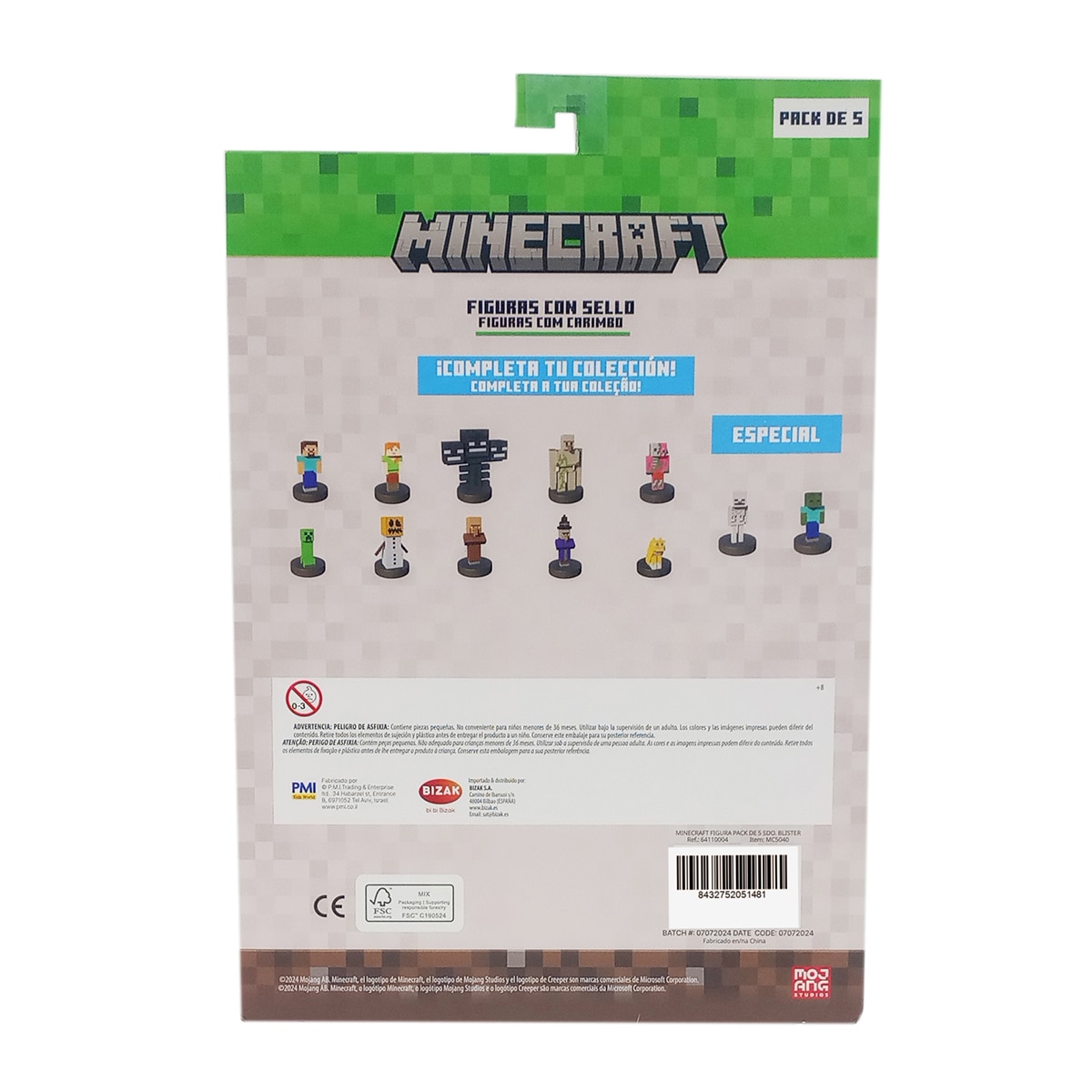Pack 5 figuras 5 cm Minecraft Bizak modelos surtidos 8