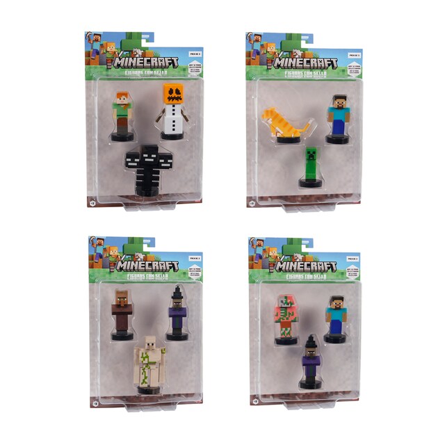Minecraft, pack de 3 figuras de 5 cm surtidos.