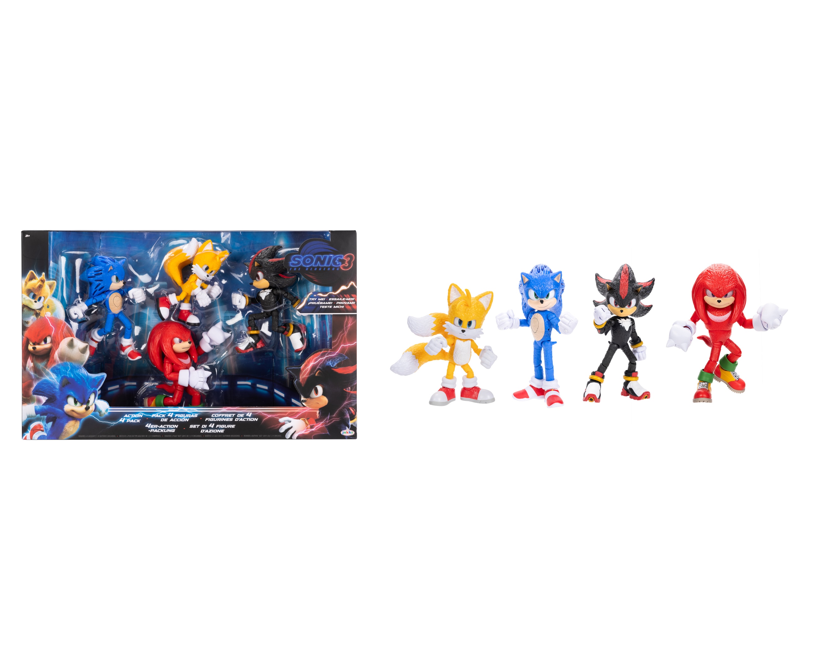 Pack Coleccionista Sonic, Shadow, Tails y Knuckles Sonic 3 La Película Jakks Pacific 3