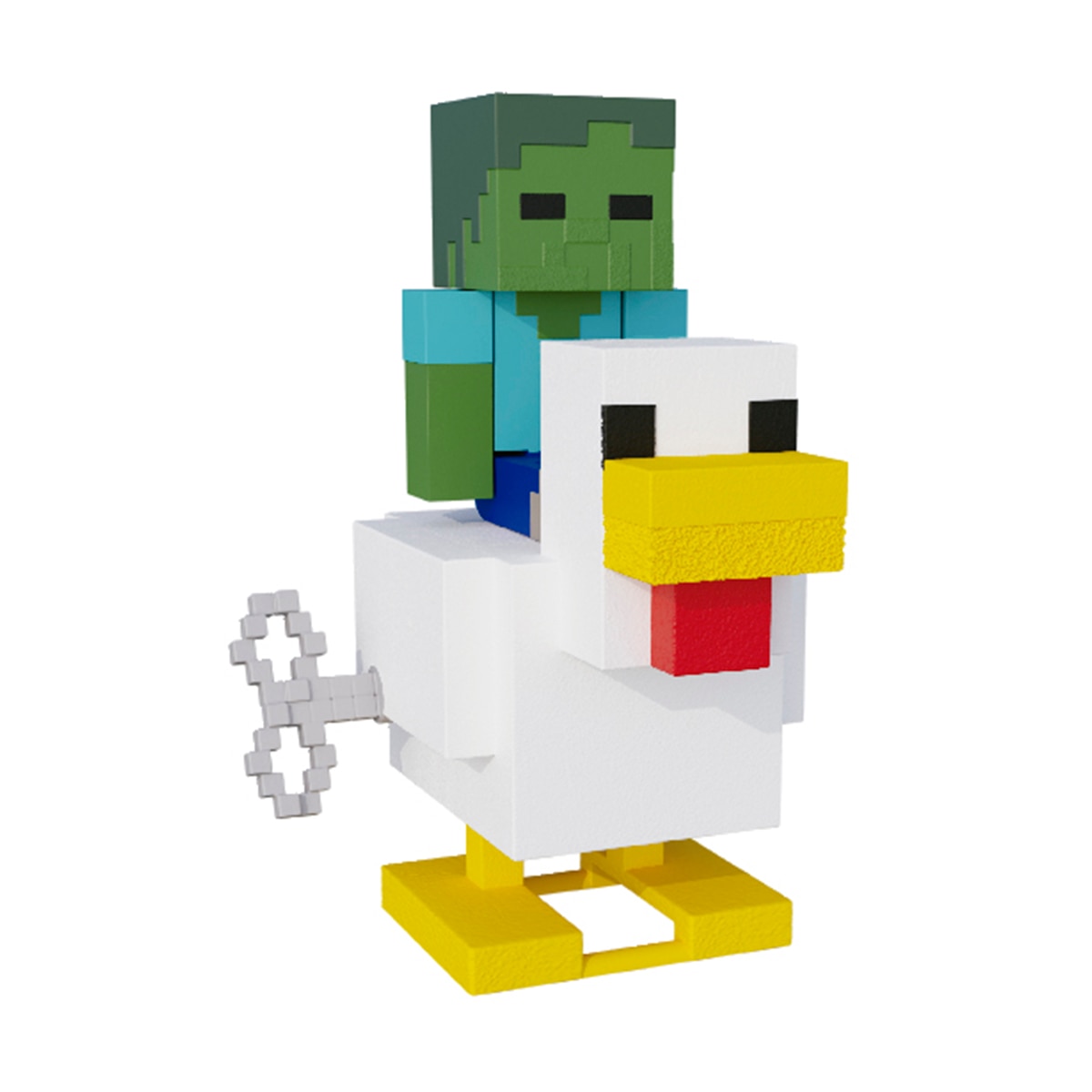 Imagen 0 de Figura coleccionable bebé zombie y jinete avícola con movimiento Minecraft Bizak