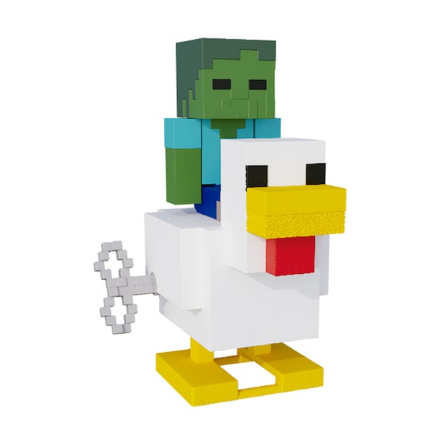 Imagen 0 de Figura coleccionable bebé zombie y jinete avícola con movimiento Minecraft Bizak