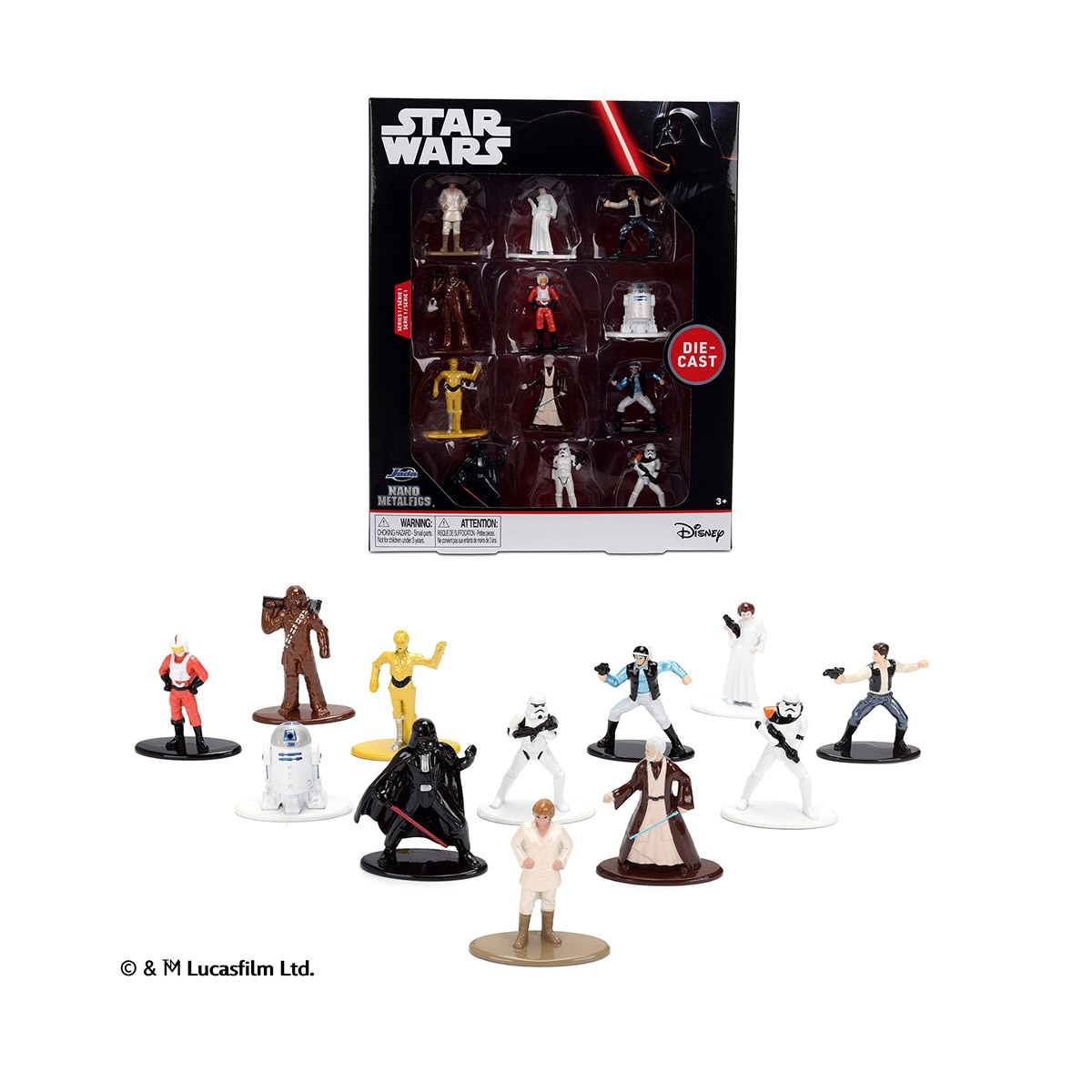 Imagen 0 de Pack en caja de 12 figuras Nanofigs metal de 4cm Disney Star Wars Jada