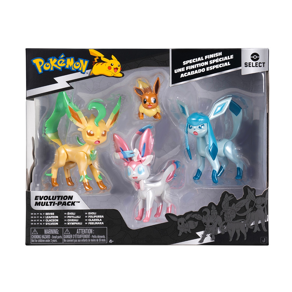 Pokémon - Pack 6 figuras Pokemon Select Evolution Multipack (Eevee #3, Leafeon, Glaceon, Sylveon).