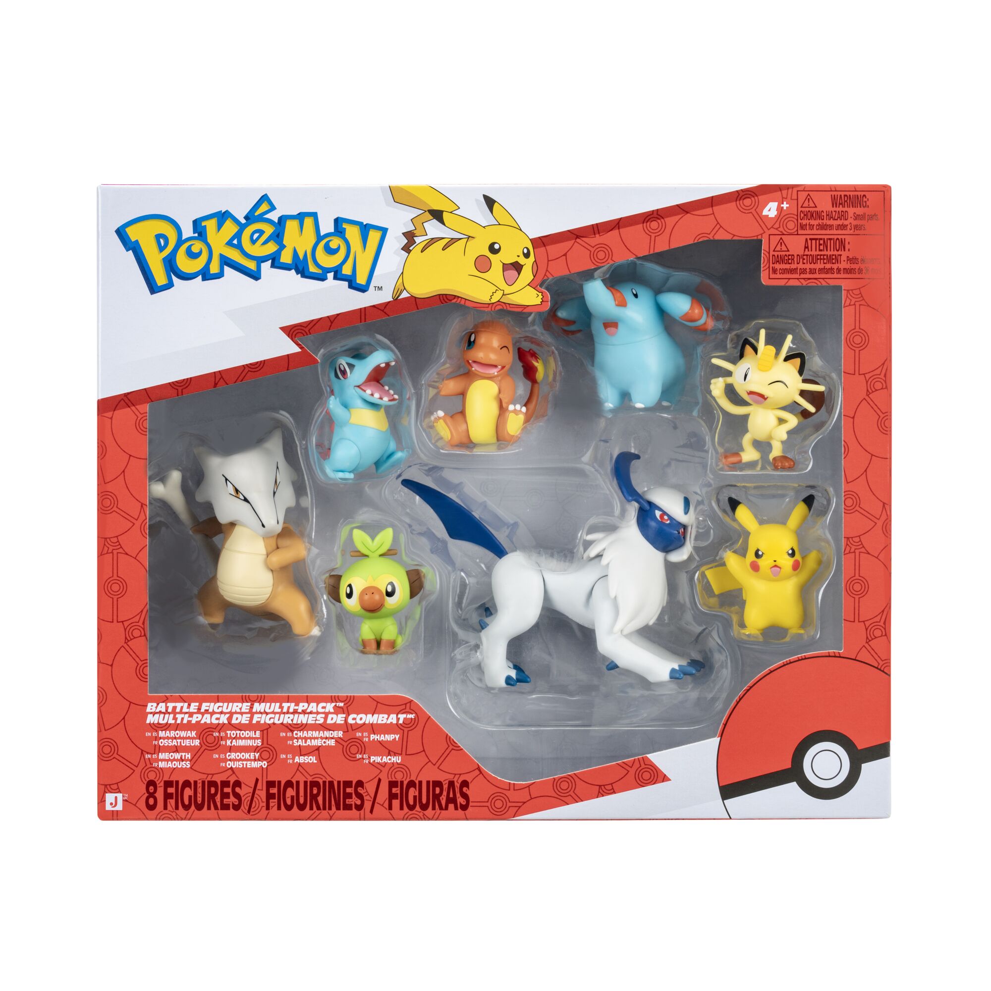 Imagen 1 de Multipack 8 figuras batalla (Pikachu, Phanpy, Totodile, Charmander, Grookey, Meowth, Marowak, Absol) Pokémon