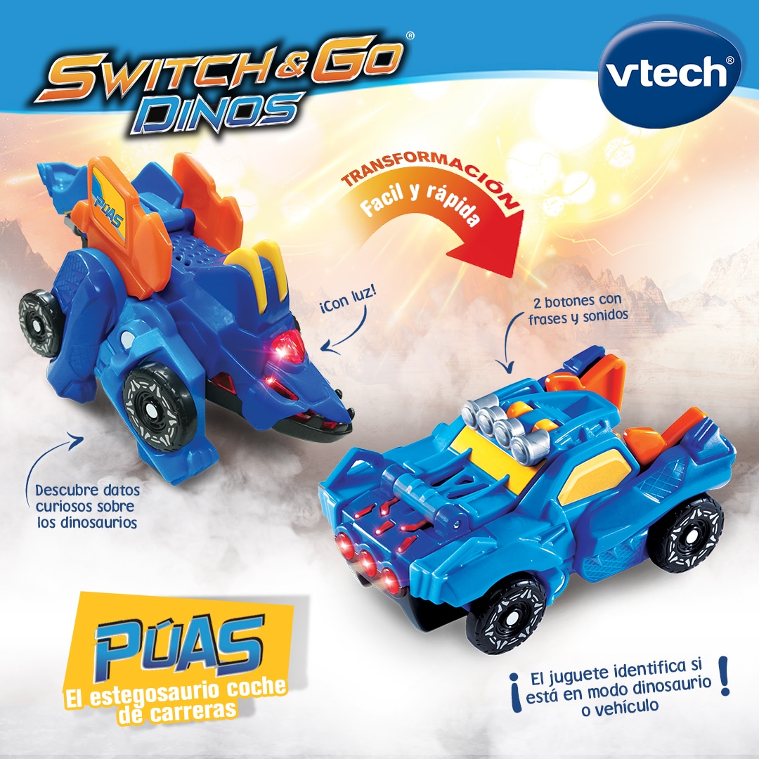 Switch&Go Dinos pequeños, Modelos surtidos, Dinosaurios que se transforman en vehículos VTech 7