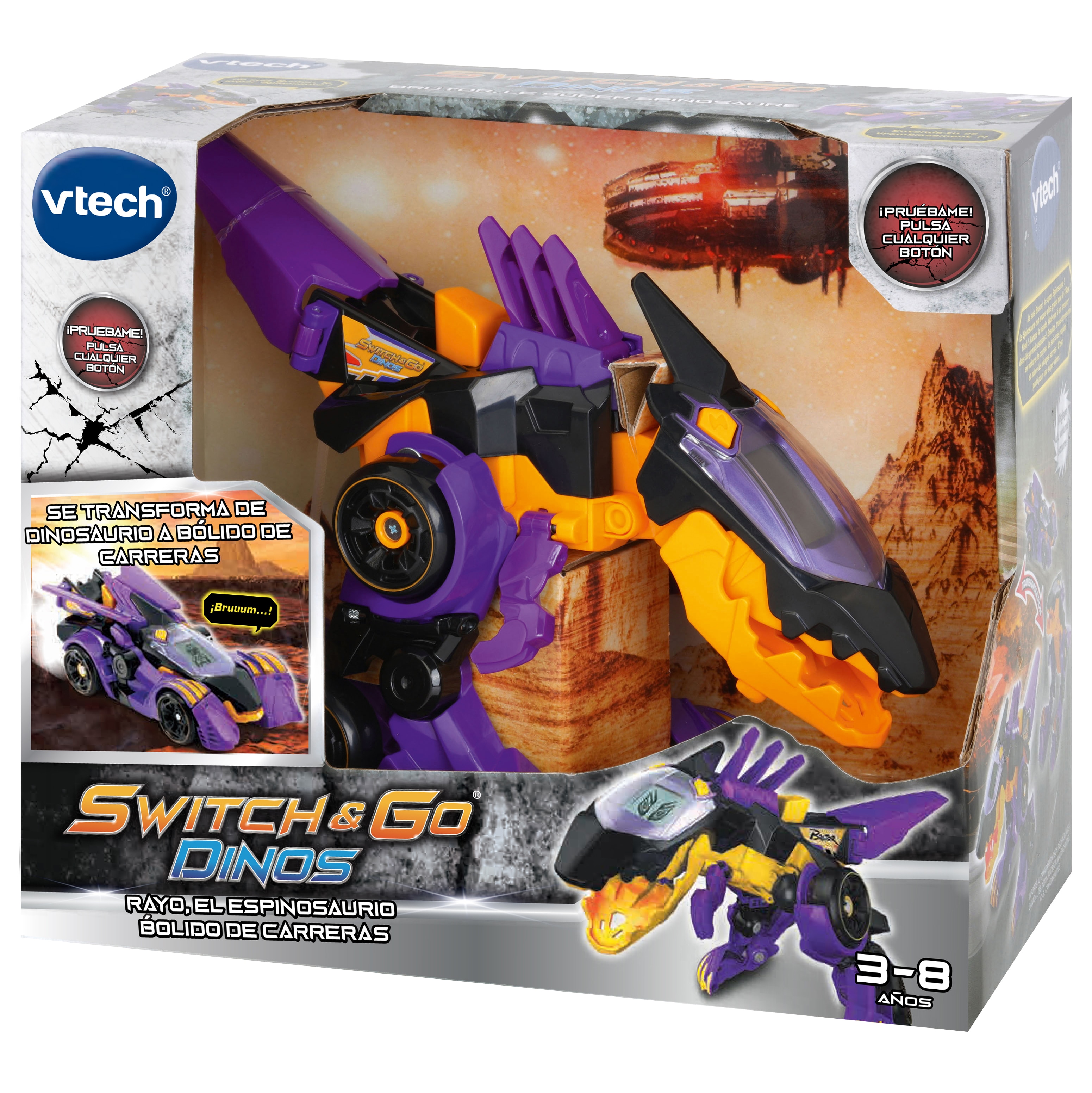 Switch&Go Dinos, Rayo el espinosaurio bólido de carreras, Dinosaurios que se transforman en vehículos VTech 5