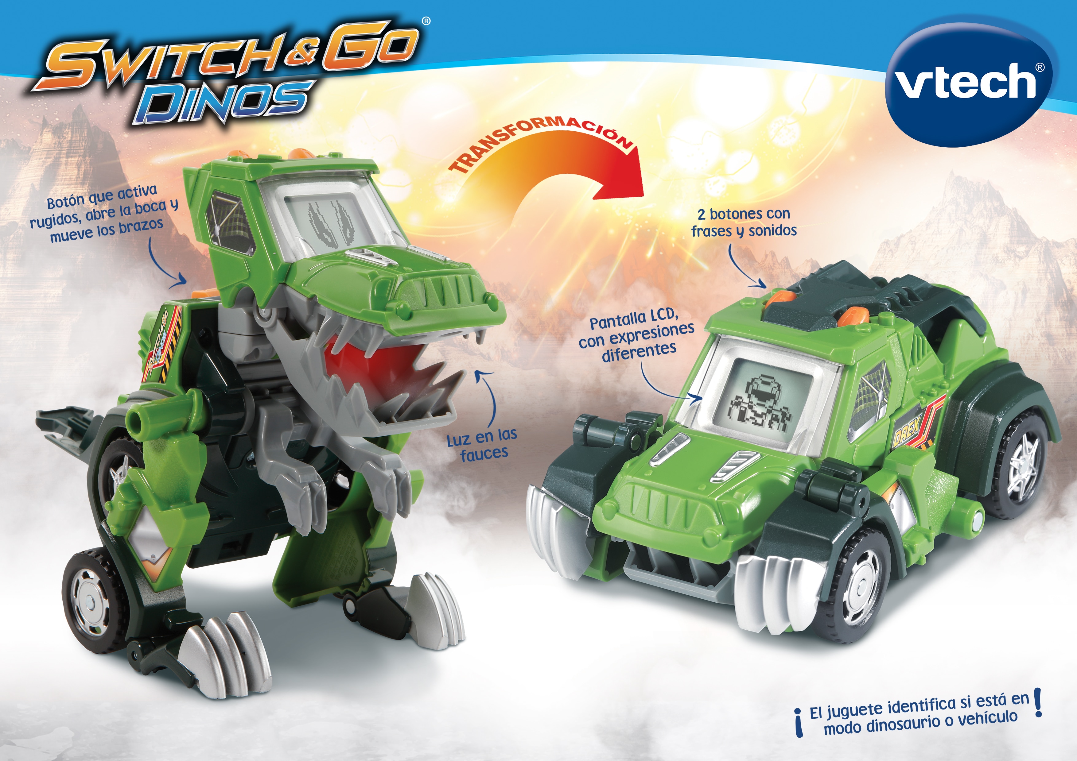 Switch&Go Dinos, Barro el T-Rex 4x4, Dinosaurios que se