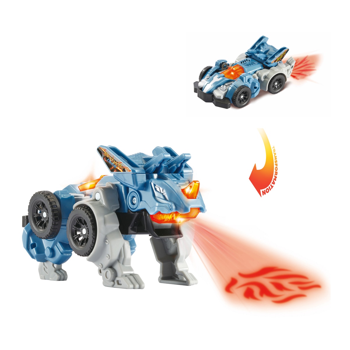 VTech - Switch&Go Dinos Fire, Pincho el tricerátops, Dinosaurios que se transforman en vehículos VTech