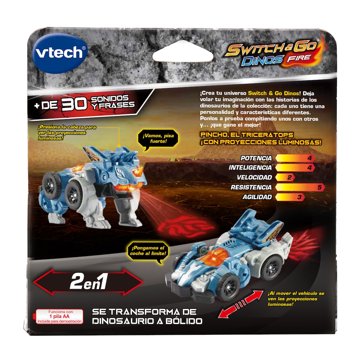 Switch&Go Dinos Fire, Pincho el tricerátops, Dinosaurios que se