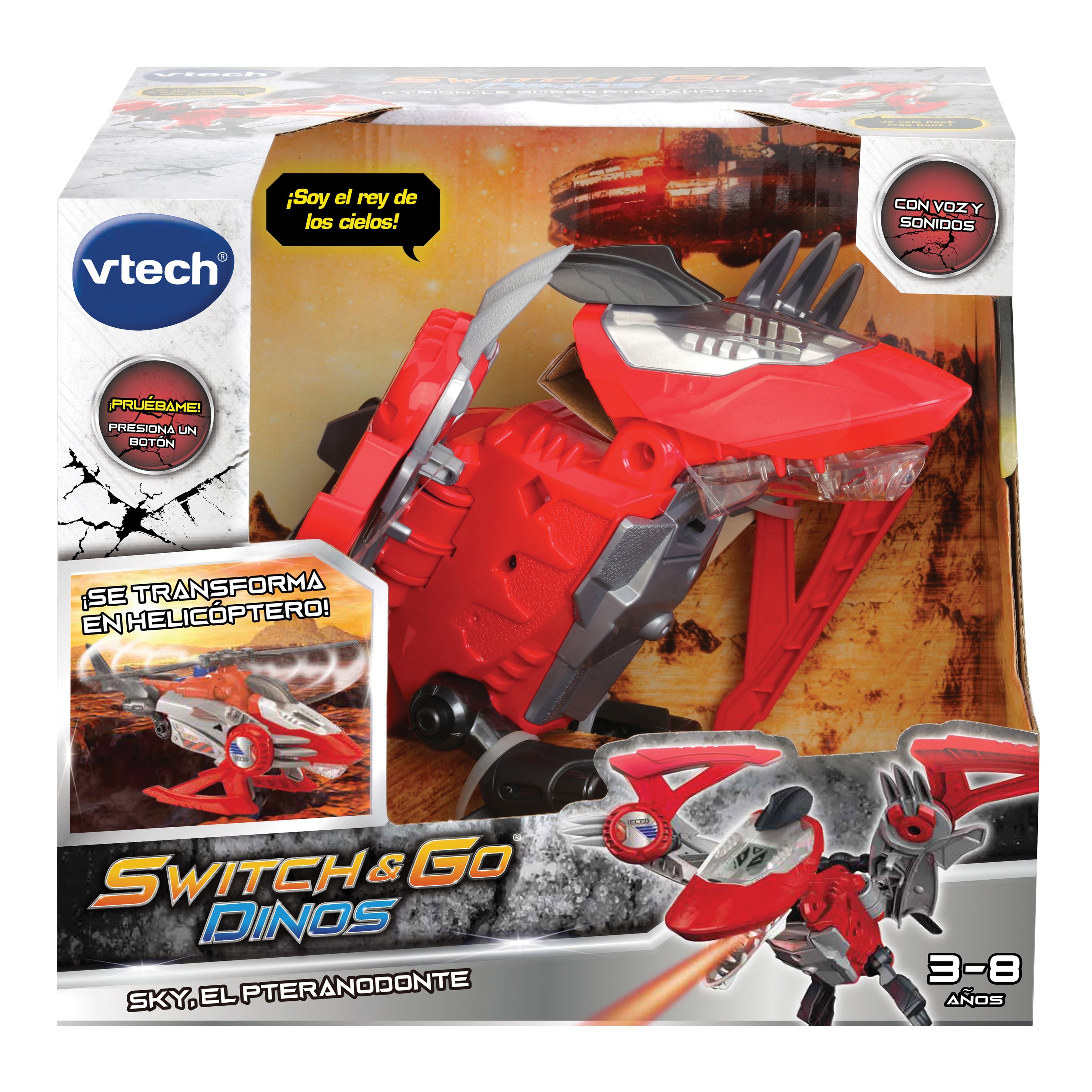 Switch&Go Dinos, Sky el pteranodonte, Dinosaurios que se transforman en vehículos VTech 2