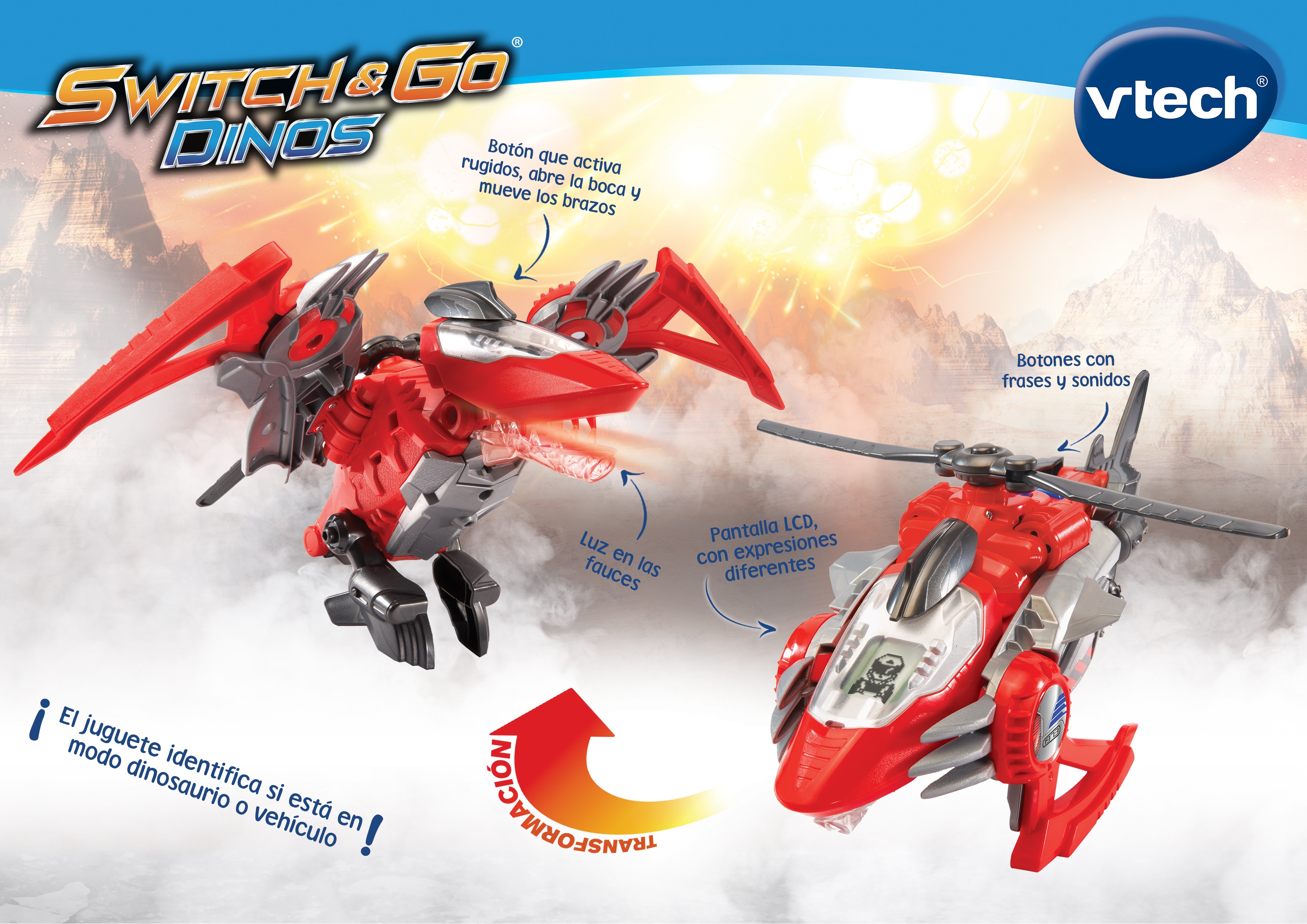 Switch&Go Dinos, Sky el pteranodonte, Dinosaurios que se transforman en vehículos VTech 4