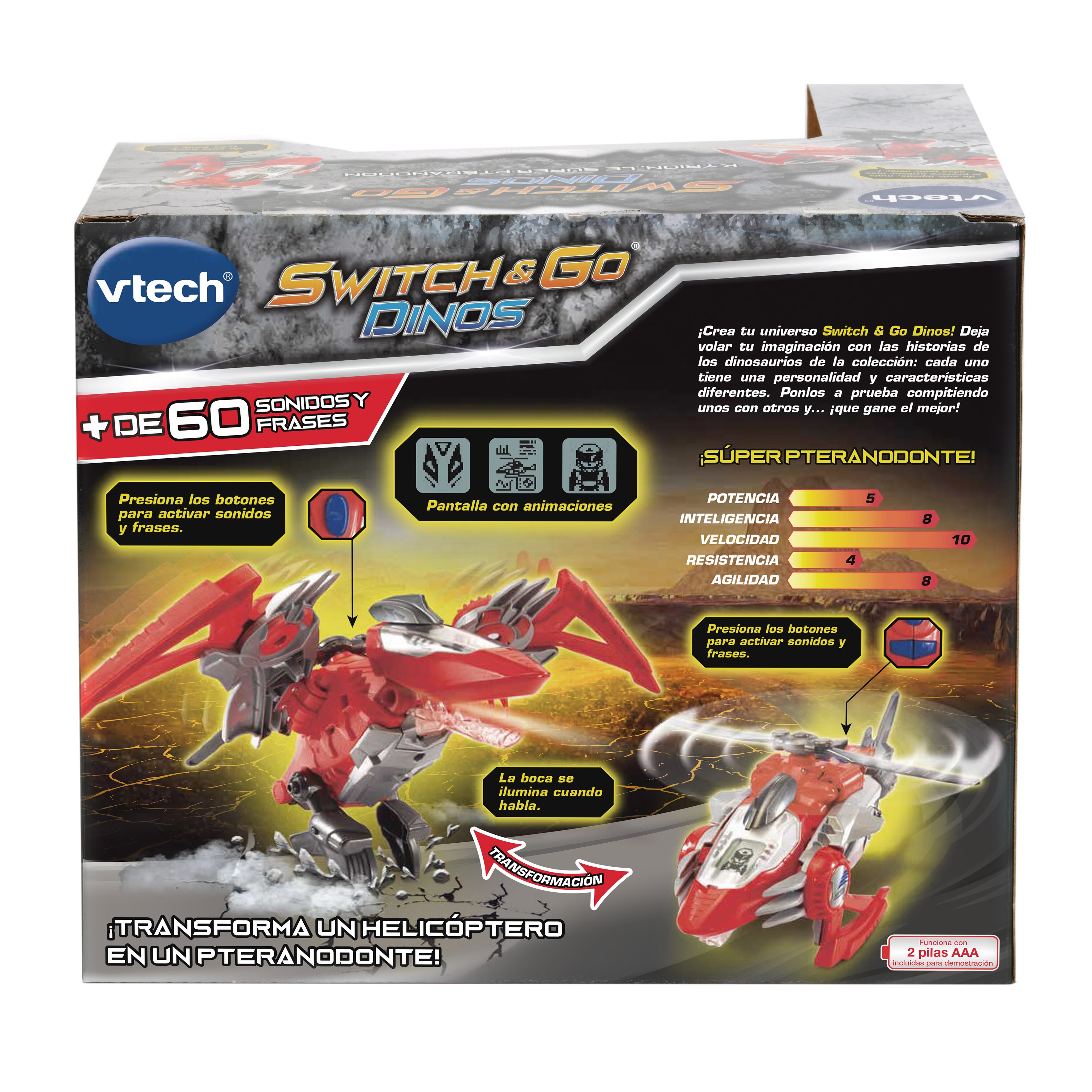 Switch&Go Dinos, Sky el pteranodonte, Dinosaurios que se transforman en vehículos VTech 7