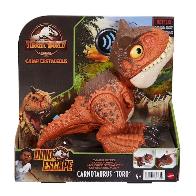 Jurassic World Bebé Carnotaurus mordedor Dinosaurio articulado con movimientos y sonidos