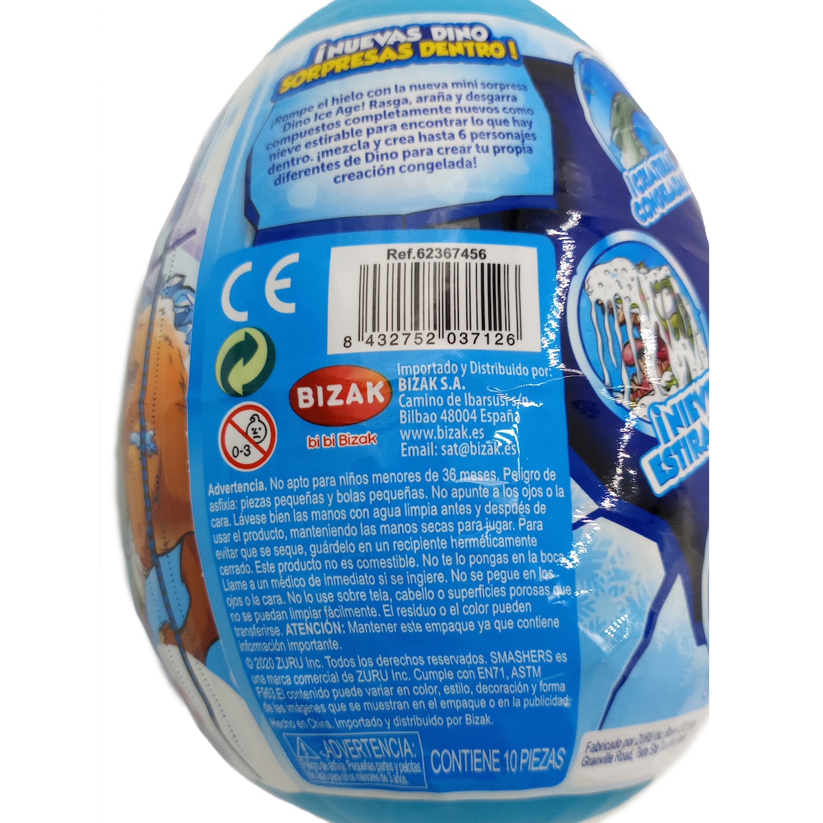 Huevo sorpresa medio Dinosaurios Dino Ice Smashers Bizak modelos surtidos 10