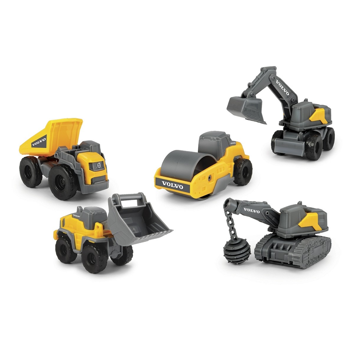 Set 5 Vehículos Construcción Volvo Mini 10 Cm 1