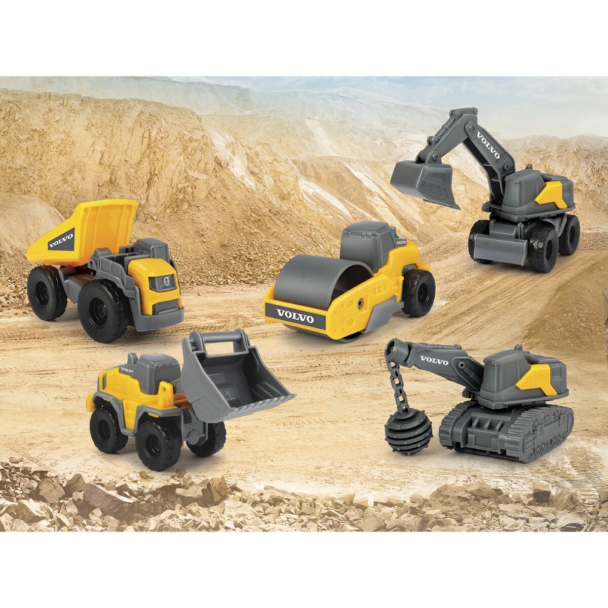 Set 5 Vehículos Construcción Volvo Mini 10 Cm 7