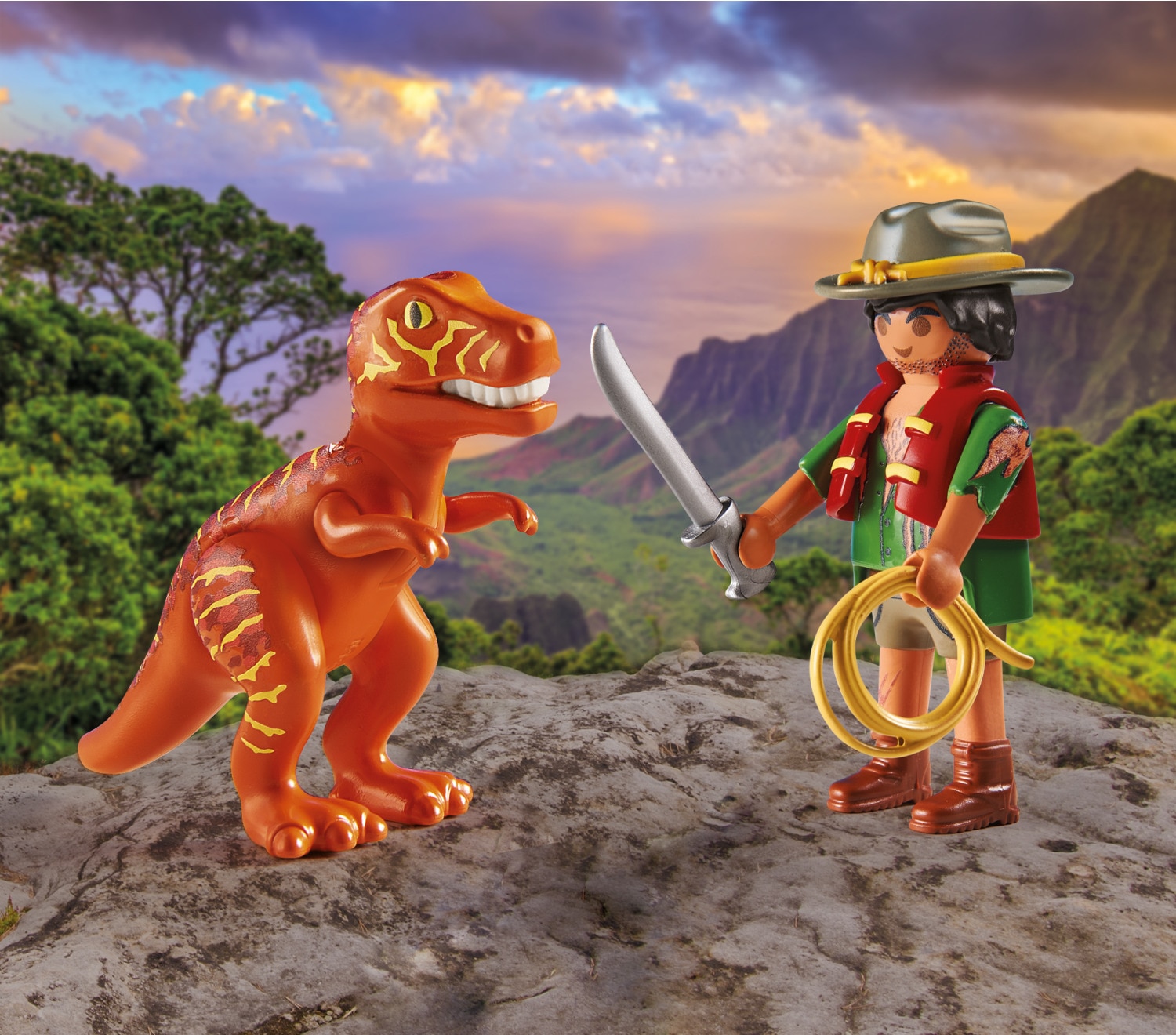 Duo Pack Figura Aventurero con Dinosaurio T-Rex Playmobil 2