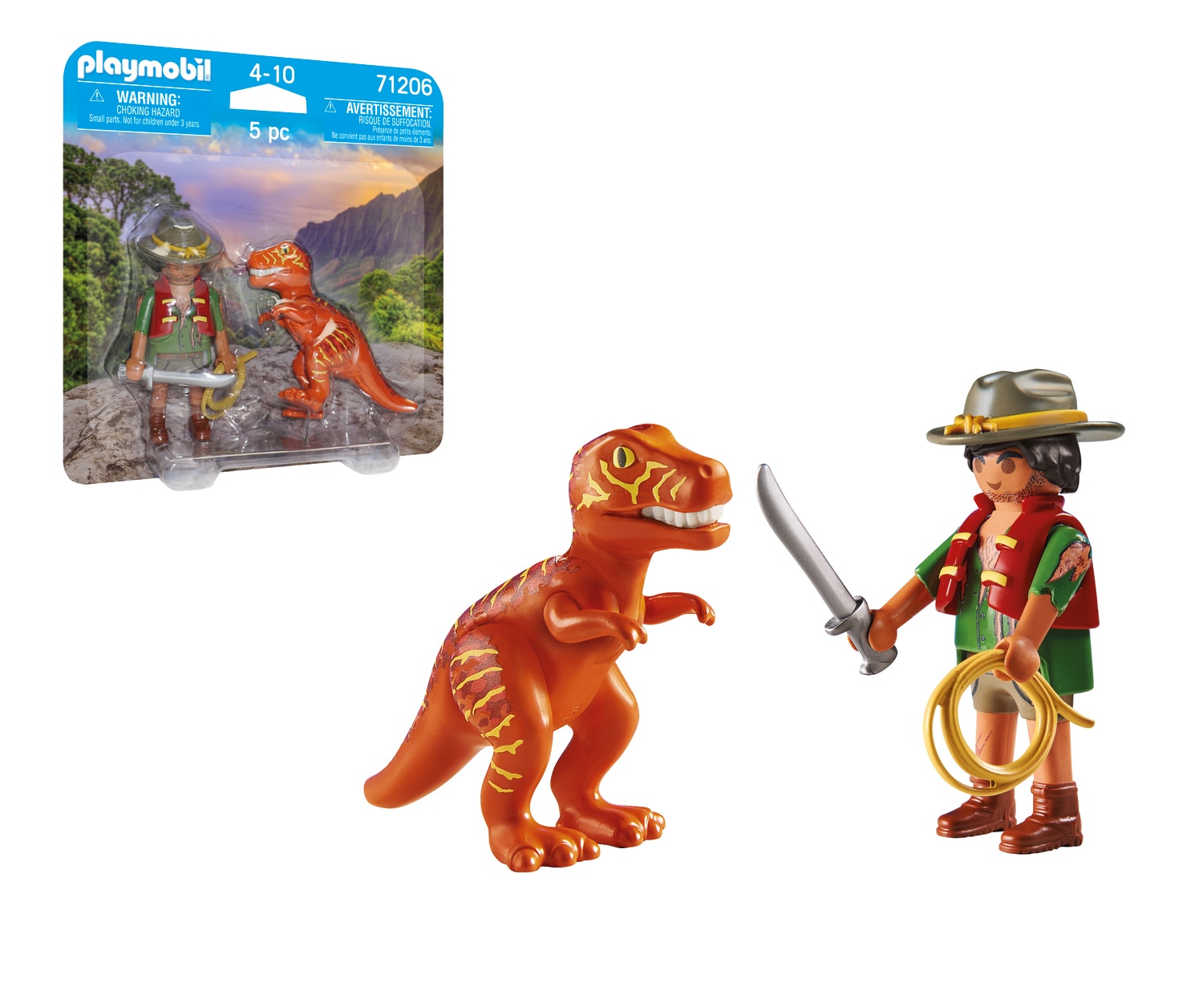 Duo Pack Figura Aventurero con Dinosaurio T-Rex Playmobil 4