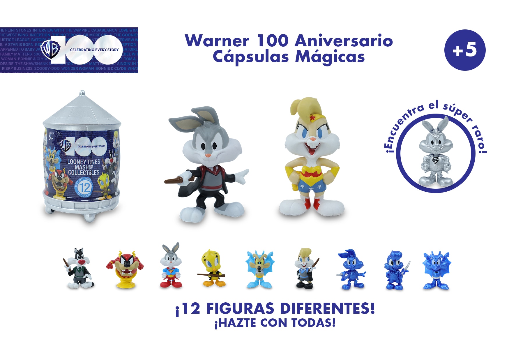 Cápsula sorpresa Looney Tunes Warner Bros 100 Aniversario Famosa modelos surtidos 10