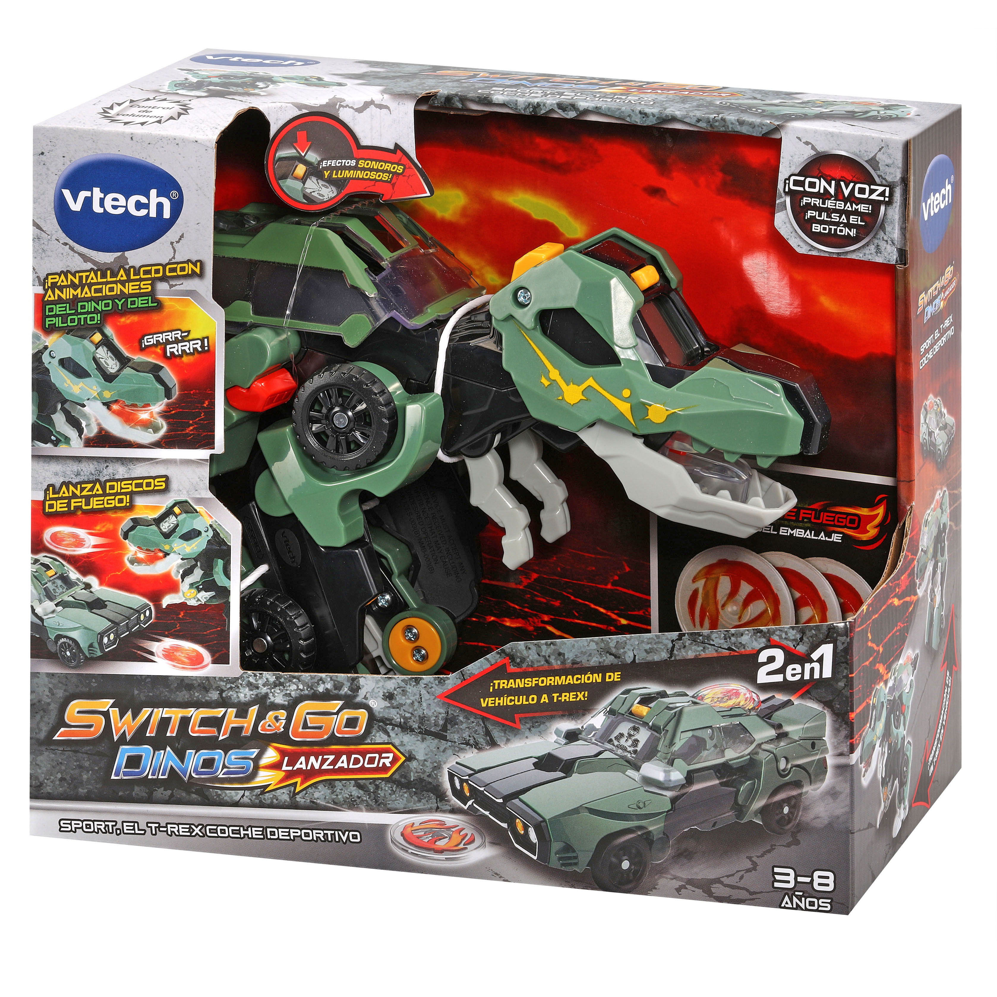 Switch&Go Dinos Sport el T-Rex coche deportivo, Juguete de Dinosaurio que se transforma en vehículo VTech 4