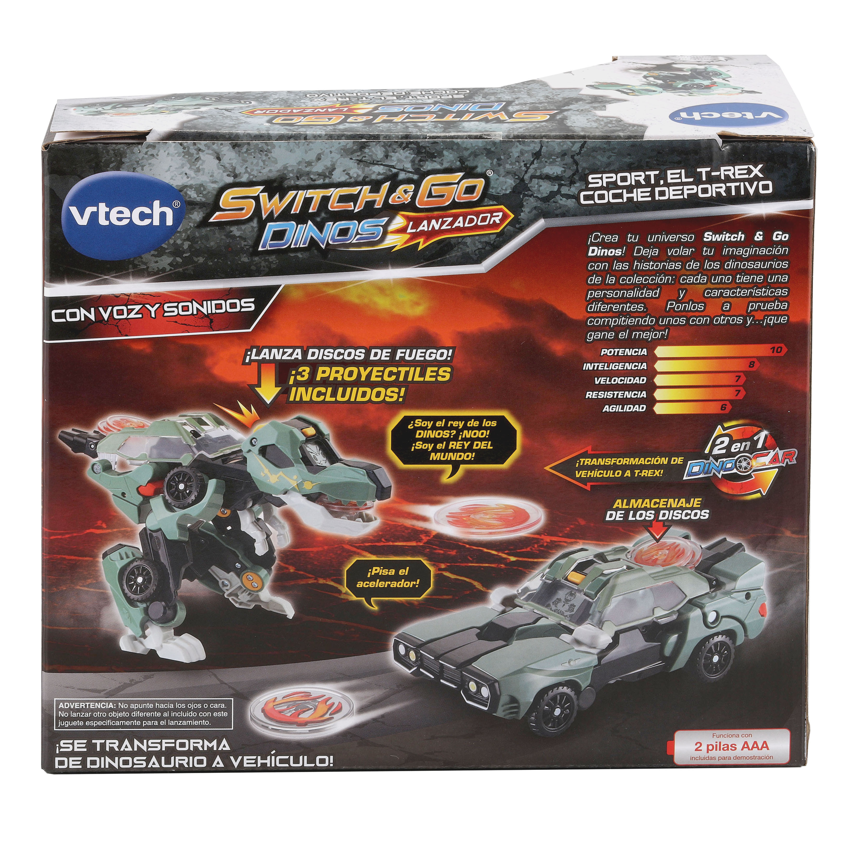 Switch&Go Dinos Sport el T-Rex coche deportivo, Juguete de Dinosaurio que se transforma en vehículo VTech 5