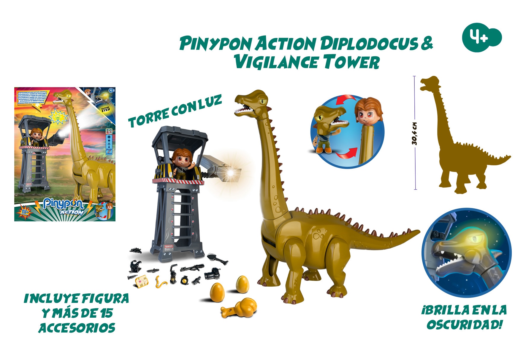 Diplodocus y Torre Pinypon Action 6
